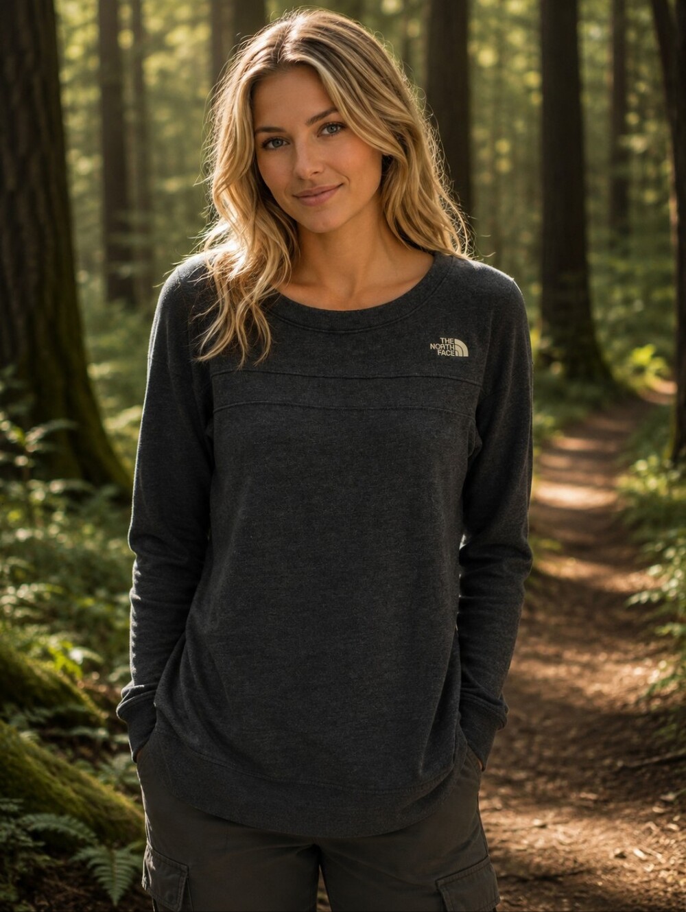 The North Face Women's Dark Gray Long-Sleeve Pullover Size Medium